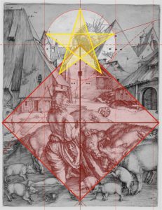 Penitenza del figliol prodigo di Albrecht Dürer - struttura geometrica