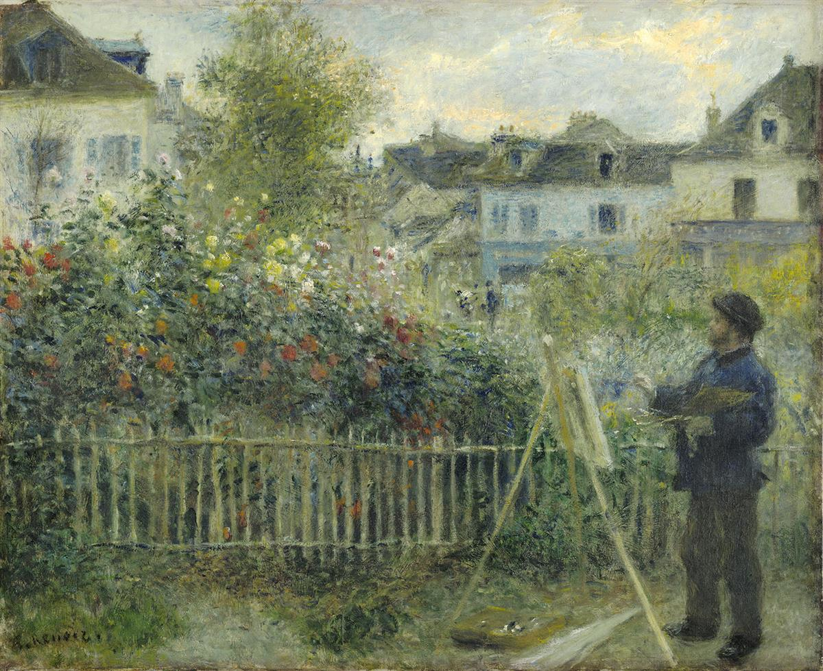 Claude Monet che dipinge nel suo giardino ad Argenteuil di Pierre-Auguste Renoir