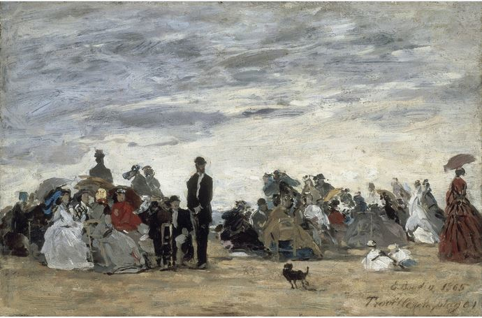 La spiaggia di Trouville di Eugène Boudin