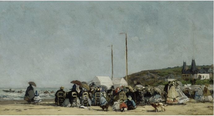 La spiaggia di Trouville di Eugène Boudin