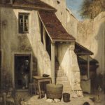 Cortile rustico a Fontainebleau di Alexandre Gabriel Decamps