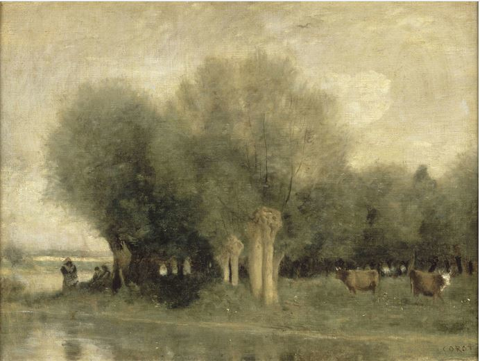 Salici sulla riva dell'acqua di Camille Corot