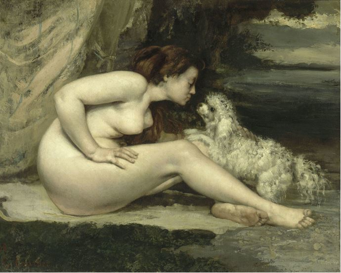 Donna nuda con cane di Gustave Courbet
