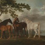 Mares and Foals in Landscapes Plate di George Stubbs