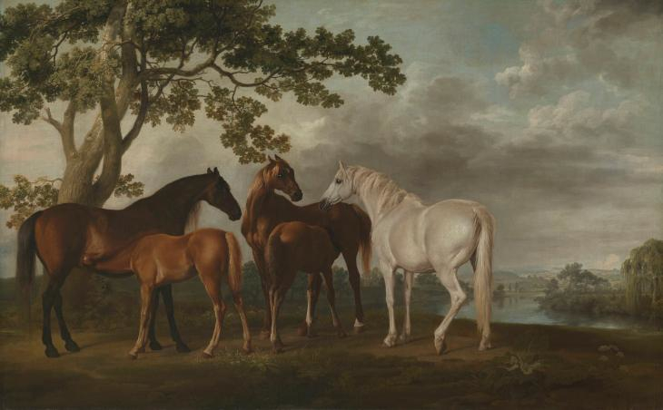 Mares and Foals in Landscapes Plate di George Stubbs