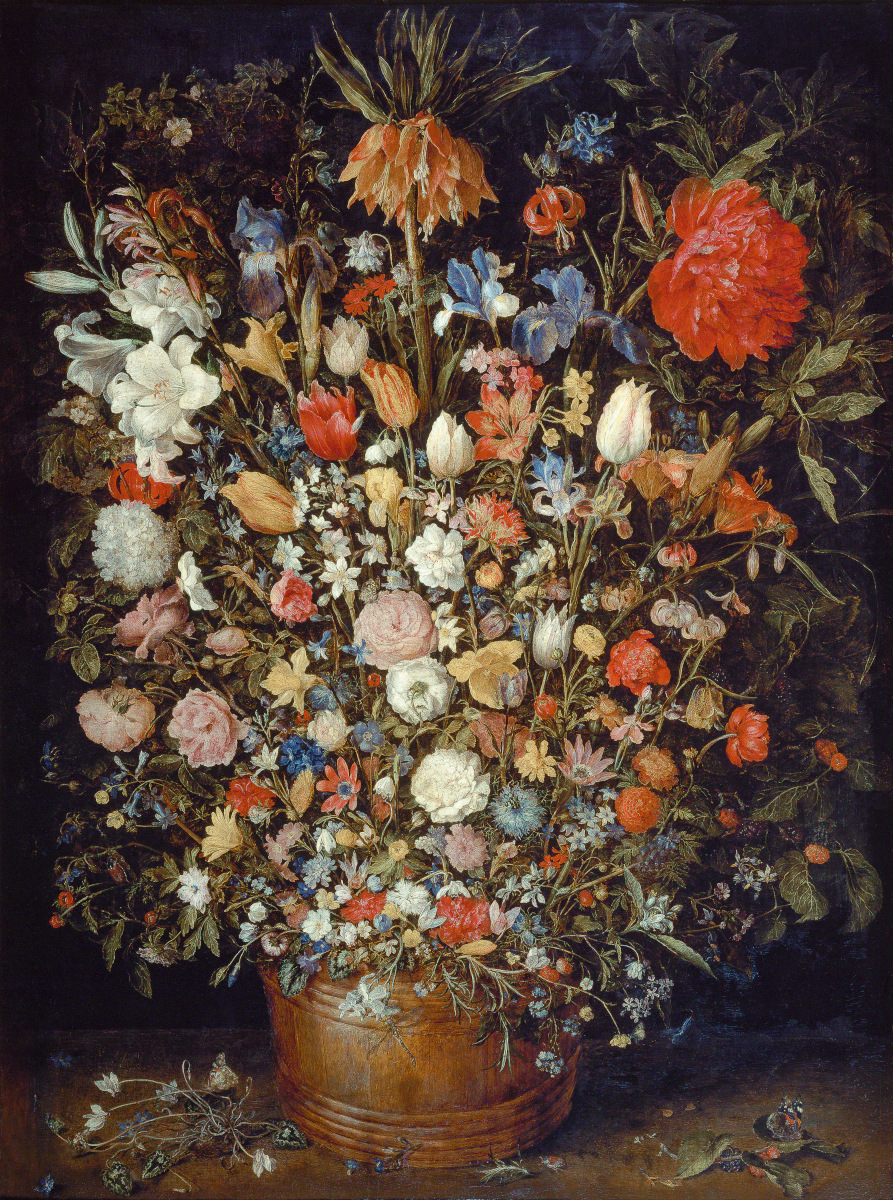 Fiori in un vaso di legno di Jan Brueghel il Vecchio