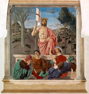 Piero della Francesca, Resurrezione, 1458-1474, intonaco, pittura a secco, misure. Sansepolcro, Museo Civico