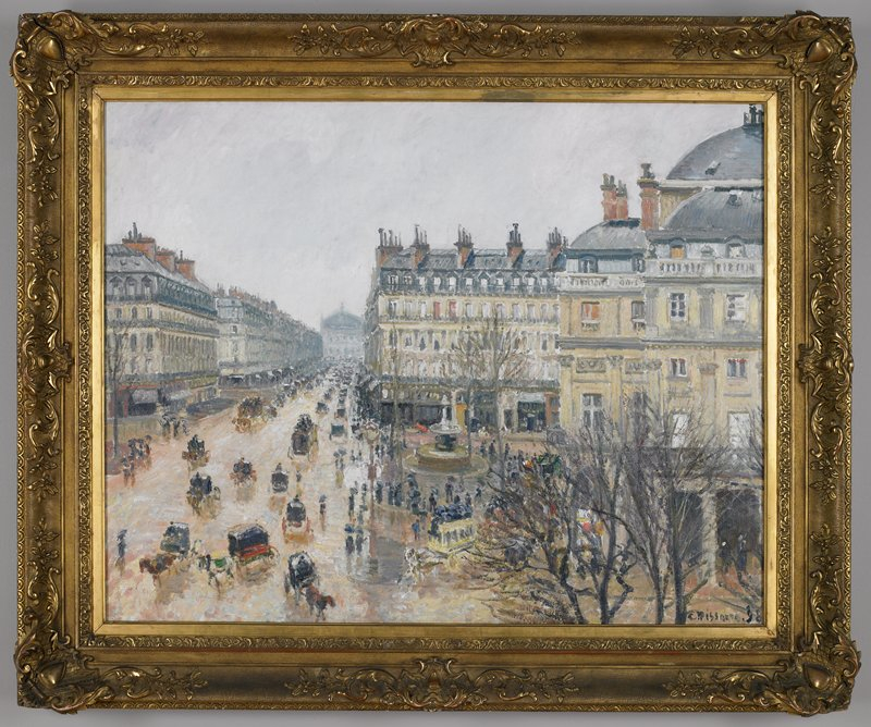 Place du Théâtre Français sotto la pioggia di Camille Pissarro