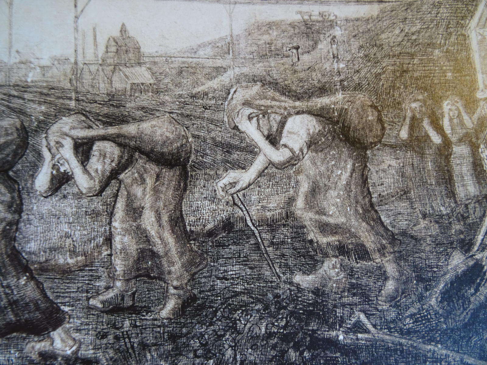 Vincent van Gogh, I portatori del fardello (De lastdraagsters), 1881, disegno, Kr&ouml;ller-M&uuml;ller Museum, Otterlo, dettaglio