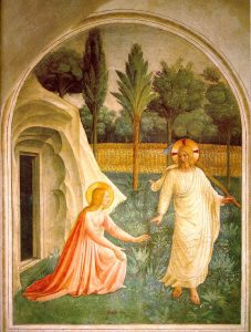 Beato Angelico, Noli me tangere, 1438-1440, affresco, 180 x146 cm. Firenze, convento di San Marco