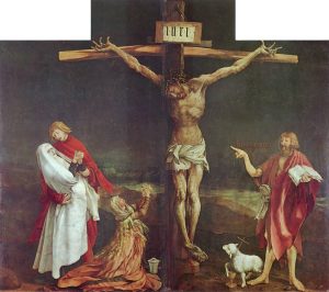 Matthias Grünewald, Crocifissione, 1512-1516, olio su tavola, 269 x 307 cm. Colmar, Musée d'Unterlinden