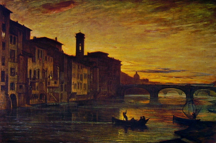 Lungarno presso il ponte a Santa Trinita di Antonio Fontanesi