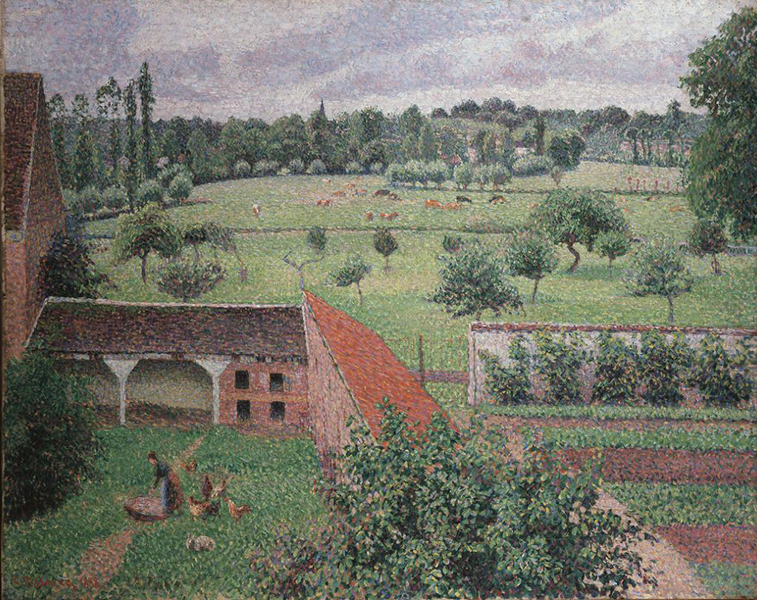 Vista dalla mia finestra in una giornata nuvolosa, Eragny di Camille Pissarro