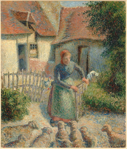 Bergère rentrant des moutons di Camille Pissarro