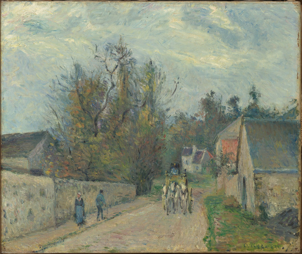 La Diligence, route d'Ennery à l'Hermitage, Pontoise di Camille Pissarro