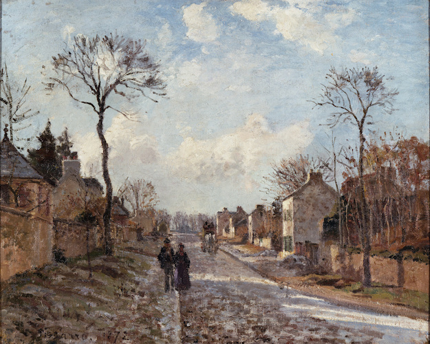 La Route de Versailles, Louveciennes di Camille Pissarro