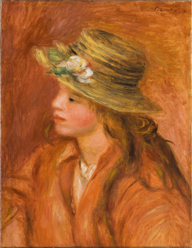 Fillette au chapeau de paille di Auguste Renoir