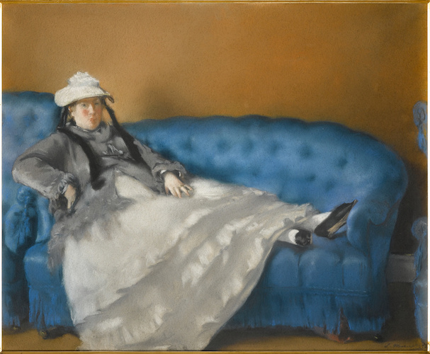 Portrait de Madame Edouard Manet sur un canapé bleu di Edouard Manet
