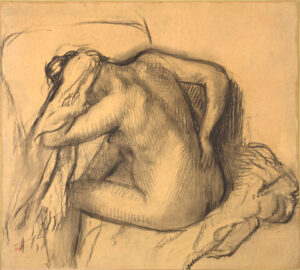 Donna che si asciuga i capelli dopo il bagno di Edgar Degas