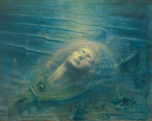 La Morte d’Orphée (1893)
oil on canvas, 79.3 x 99.2 cm. Brussels: Musées royaux des beaux-arts de Belgique.