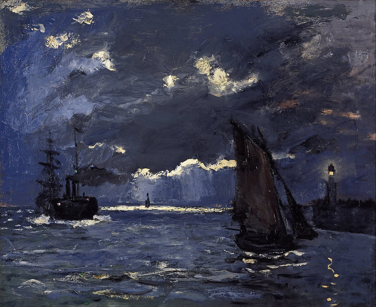 Navigando al chiaro di luna di Claude Monet