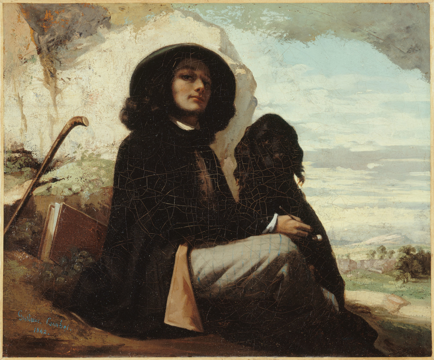 Autoritratto con cane nero di Gustave Courbet