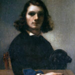 Piccolo ritratto dell'artista con cane nero di Gustave Courbet