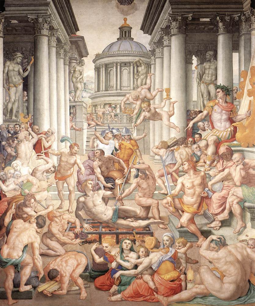 Agnolo Bronzino, Martirio di San Lorenzo, 1569, affresco, circa 621 cm di altezza per 514 cm di larghezza. Firenze, Basilica di San Lorenzo
