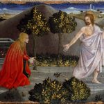 Giuliano Amidei?, Noli me tangere, tempera su tavola di legno, XV secolo. Sansepolcro, Museo Civico